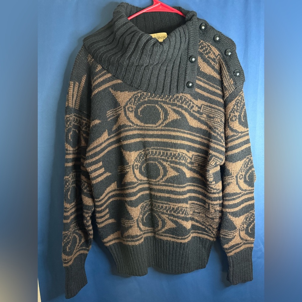 Vintage 80s Gian Marco Venturi Women’s Black Sweater Size XS Alpaca Wool - EUC